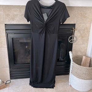 Black dress with v neck/twisted front